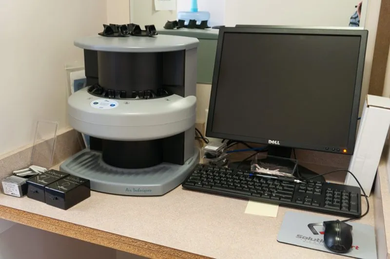 ScanX digital dental X-ray sensor system in a dental office