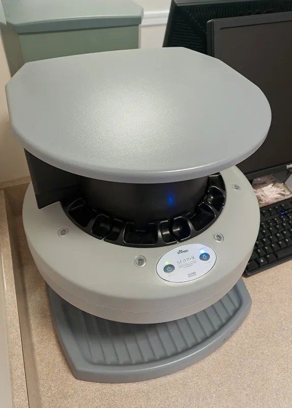 Close-up of ScanX digital dental X-ray sensor system