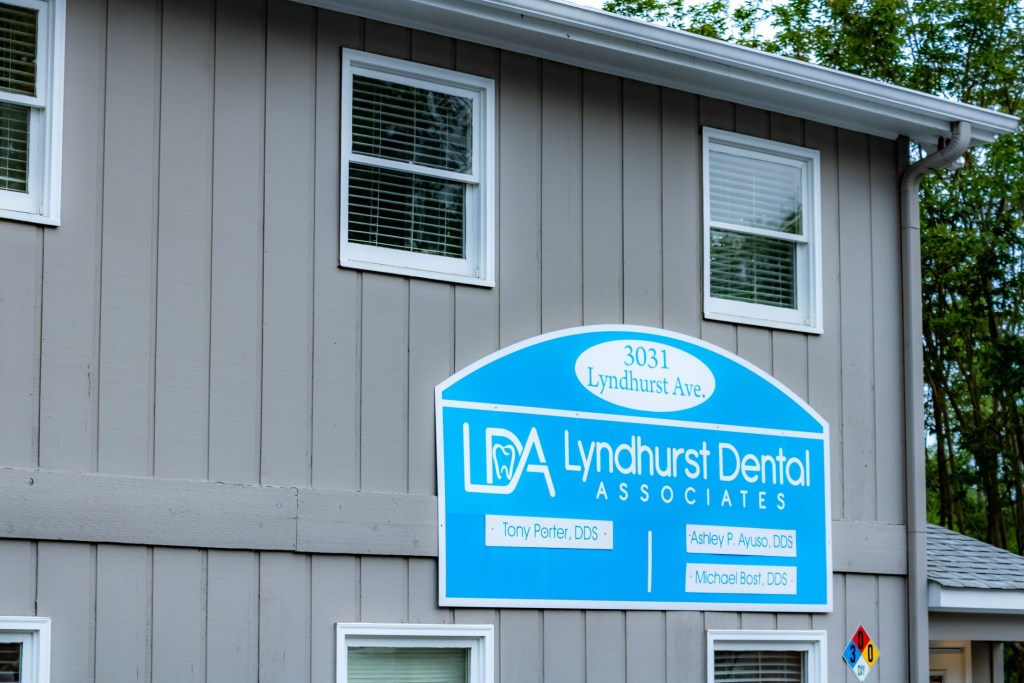 Exterior sign on the dental office building